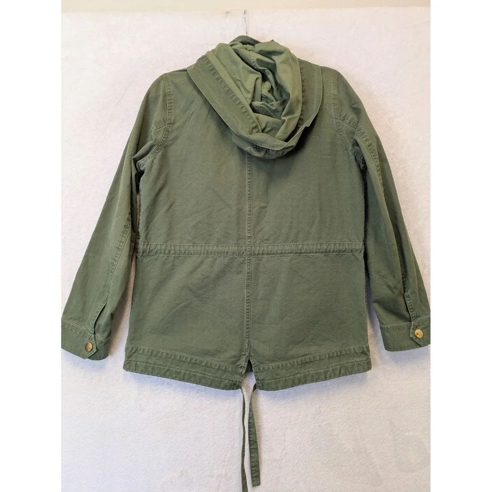 J. Crew Utility Field Jacket Olive Green Hooded Drawstring‎ Waist XS